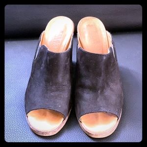 MM6 black suede block heel sandals
